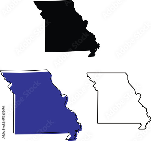 US state Missouri black vector border
