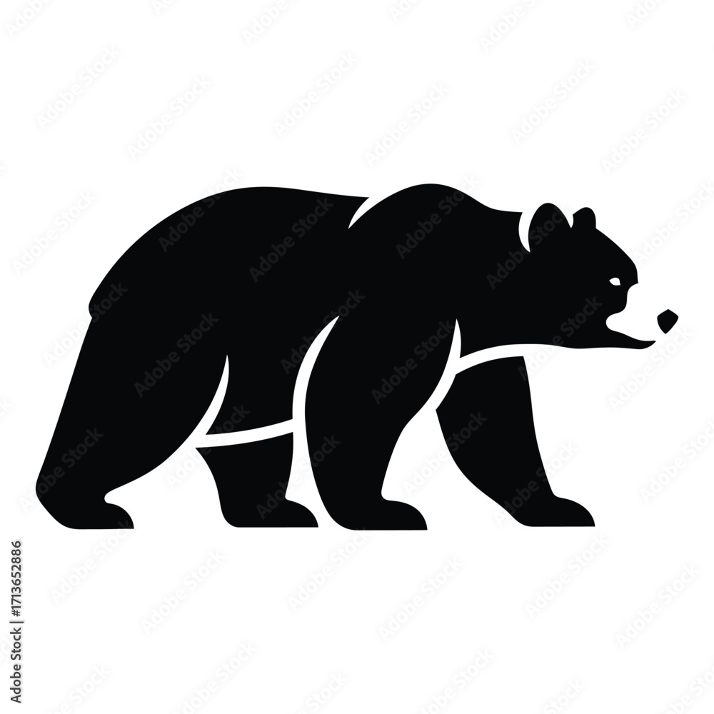 Fototapeta premium Majestic black bear silhouette walking wild animal nature graphic art