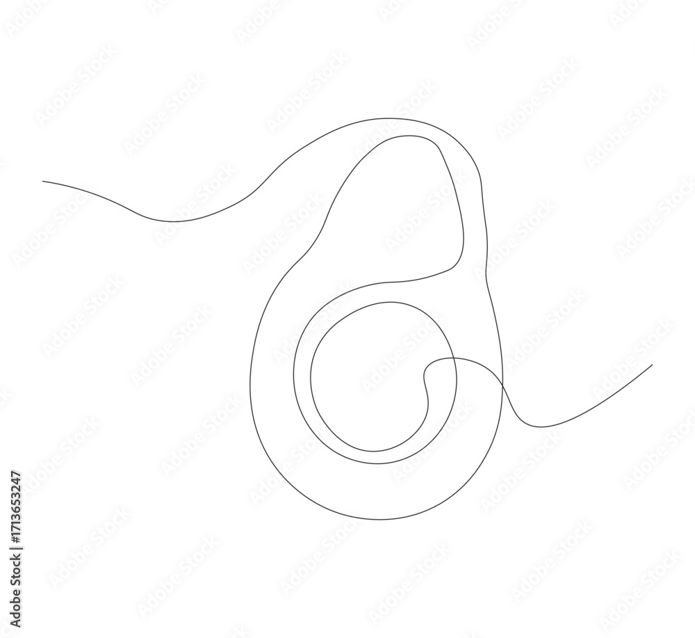 Obraz premium One line avocado icon. White image background. Continuous line drawing of avocado. Vector illustration. Avocado linear icon, Avocado Line icon, Sketch and Doodle Design.