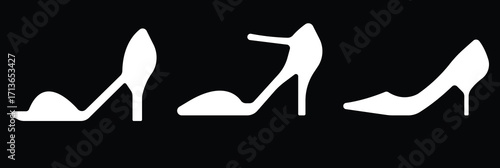 Art & IllustrationLadies shoes icon set.women's shoes footwear and elegant style and design trends.wedge heels sketch icon line art vector illustration..leather shoes heel icon black and white icon se