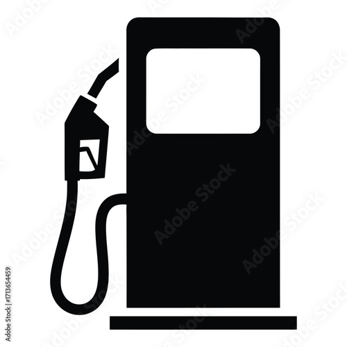 Simple black silhouette icon of a gas pump with a hose and nozzle
