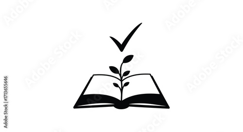 A book with a plant growing out of its pages symbolising knowledge