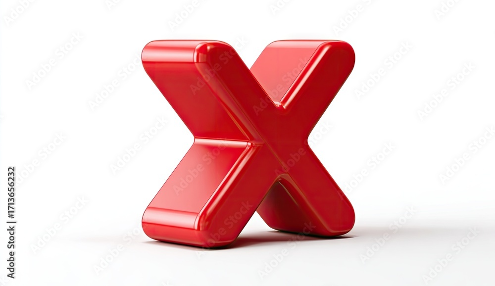 Obraz premium 3D red capital letter X against white background