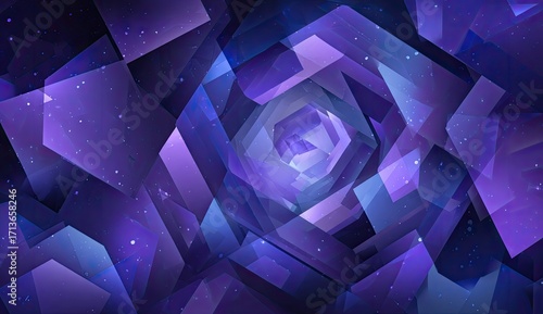 Abstract geometric shapes in deep violet and blue