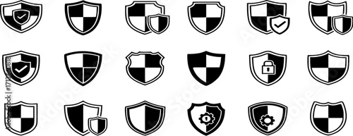 Set of security shield icons isolated on white background. protection, shield, Safety, and defense vector.