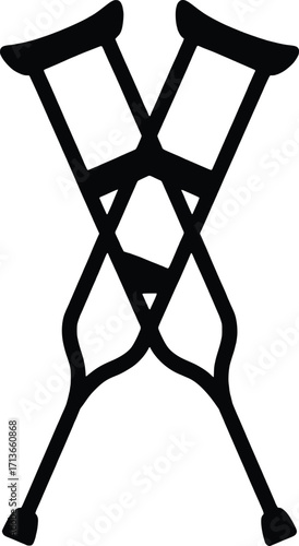 Crutches crossed symbol for injury rehabilitation and mobility support medical aid