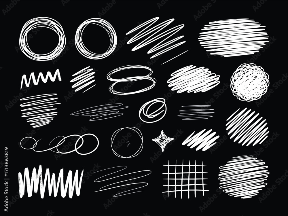 custom made wallpaper toronto digitalCollection of white chalk scribbles circles and textures artistic elements