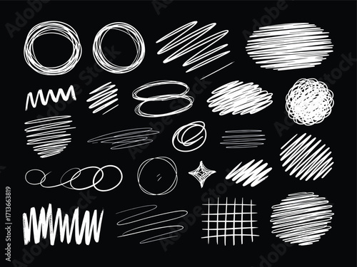 Wallpaper Mural Collection of white chalk scribbles circles and textures artistic elements Torontodigital.ca