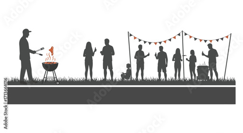 Summer barbecue with friends and family enjoying an outdoor gathering