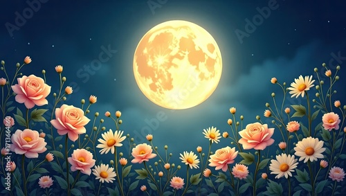 moon and flower
