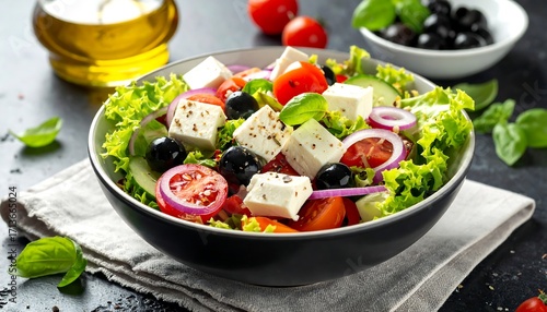 Fresh Greek salad in a bowl