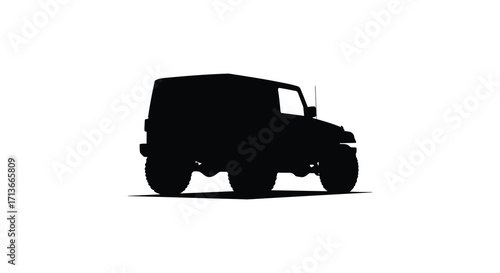 Silhouette of a rugged off road vehicle against a white background