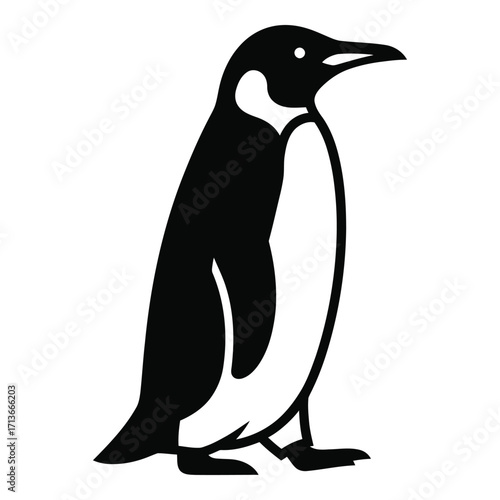 Simple black and white penguin silhouette standing proudly elegant bird emblem