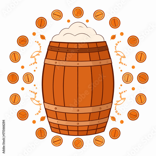 Oktoberfest Icon Vector Icons of Pretzel, Beer, Bavarian Hat and Wooden Beer Barrel