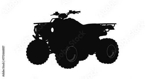 Silhouette of an all terrain vehicle against a stark white background