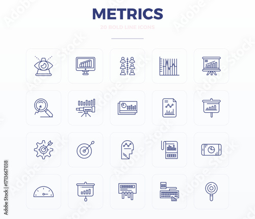 20 128x128 Bold Outline Vector Icons optimized for Metrics PIXEL Perfect display