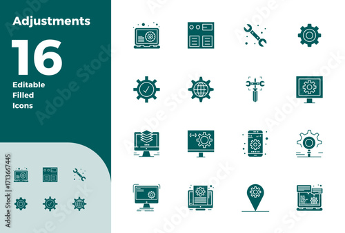 16 Vector Icons inspired by Adjustments in PIXEL Perfect 128x128 Filled quality