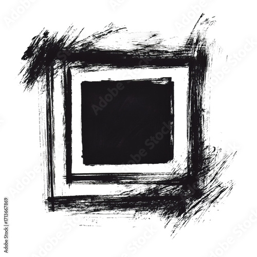 Dark square frame with textured brushstrokes