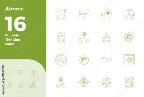 16 Thin Outline PIXEL Perfect Vectors for Atomic Theme