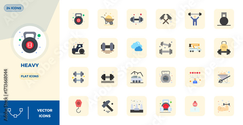Heavy Scalable Vector Set featuring 24 PIXEL Perfect Flat 128x128 Icons