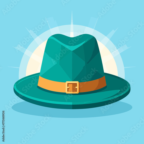 Oktoberfest icon vector Icons of pretzel, beer, Bavarian hat Green Hat with Orange Band Illustration