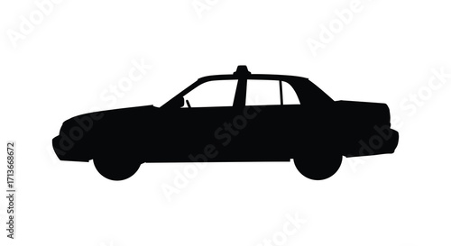 A simple black silhouette of a classic sedan police vehicle