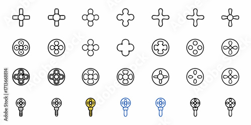 Illustration showing various tart pans and a pastry brush arranged in a grid pattern on a white background