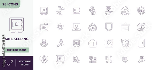 Safekeeping Complete Vector Package with 28 128x128 Thin Outline PIXEL Perfect Icons