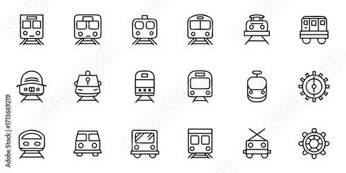 Illustration of various weather condition icons including sun clouds rain and other related symbols