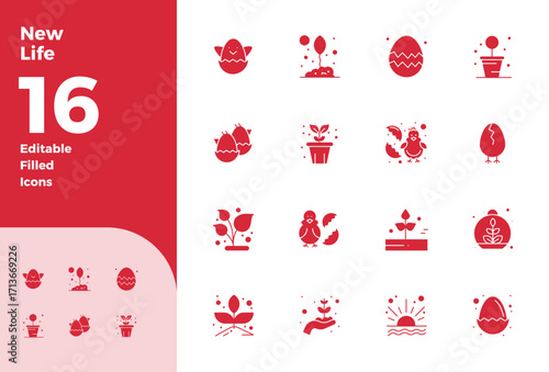 16 128x128 Vector Icons for New Life with PIXEL Perfect Filled clarity