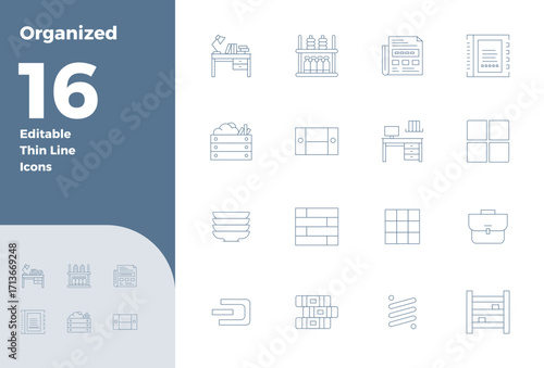 Organized Comprehensive Vector Bundle with 16 PIXEL Perfect Thin Outline 128x128 Icons