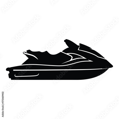 Silhouette of a modern jet ski watercraft for recreational water sports