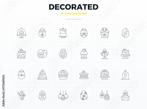 24 Thin Line PIXEL Perfect Vector Icons for Decorated Graphics