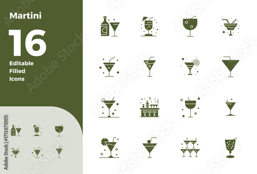Martini featuring 16 128x128 Vector Icons in Filled Design