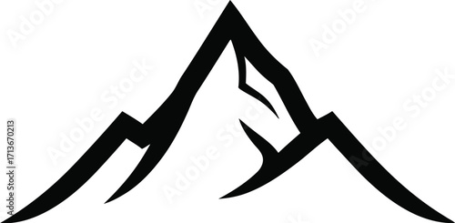 Minimalist mountain peak with snow, adventure and exploration concept