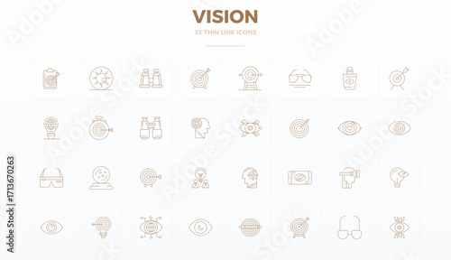 32 Vector Icons for Vision optimized in PIXEL Perfect 128x128 Thin Line resolution