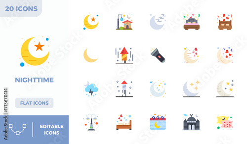 20 128x128 Flat Colorful Vector Icons optimized for Nighttime PIXEL Perfect display