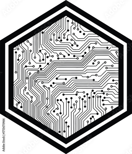 Hexagon Circuit Board, Electronic Network, Data Flow