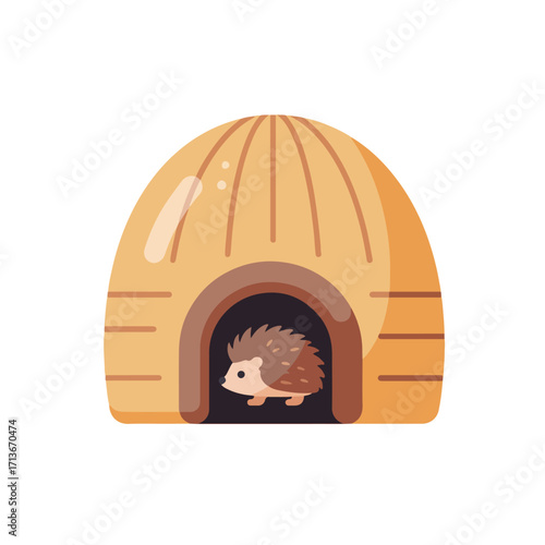 Cozy hedgehog den description the image depicts a cute hedgehog safe and sound in its cozy den, suitable for naturethemed designs.