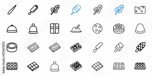 Illustration showing a variety of drill bits with different shapes and designs arranged in a grid pattern