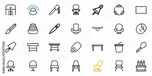 Outline icons depicting various emergency vehicles including police cars ambulances and fire trucks line art style