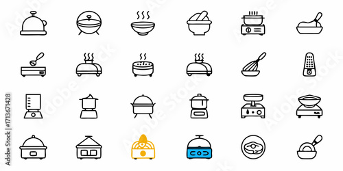 Illustration of jars with fillings, markers, pencils, needle, and paint palette in a grid layout