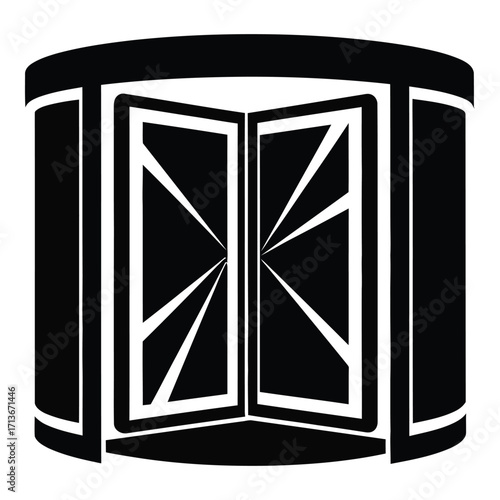 Modern revolving door entrance architectural icon symbol graphic design element