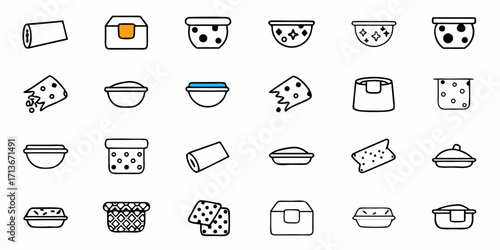 Depiction of various tools and objects including a palette, scale, and several thermometers and popsicles