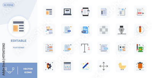 24 128x128 Vector Icons for Editable with PIXEL Perfect Flat clarity