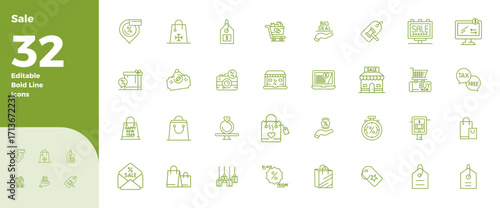 Sale Scalable Vector Set featuring 32 PIXEL Perfect Bold Line 128x128 Icons