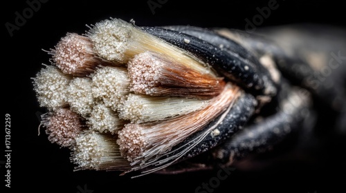 Close-Up of Electrical Copper Wire Conductors with Insulation on Dark Background