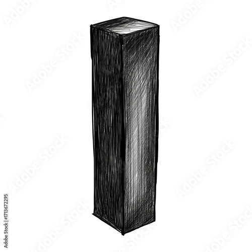 Dark, vertical, rectangular, textured object