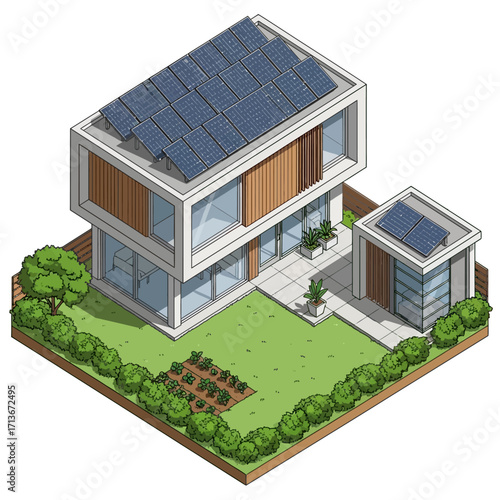 Sustainable Modern Home Solar Panels and Eco-Friendly Architecture