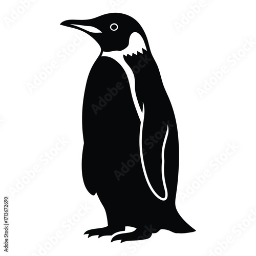 Majestic emperor penguin silhouette standing proudly isolated on